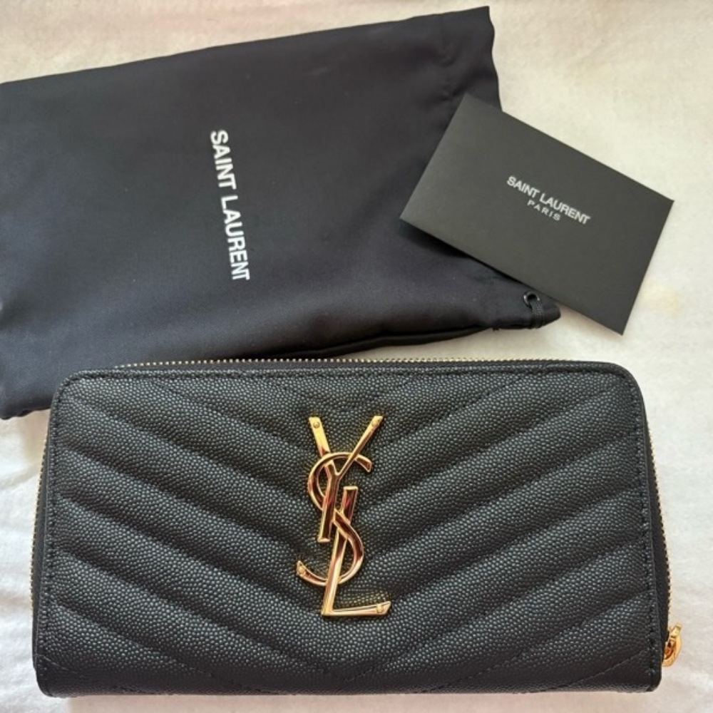 Yves Saint Laurent Cassandre Matelasse Zip Around Quilted Wallet